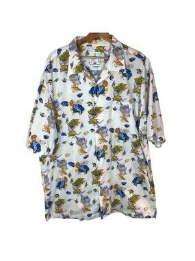 Guy Harvey Bluewater Button Up Shirt Men 2X Novelty Tropical Fish Print Beach